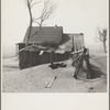 Chickens take shelter from sand. Cimarron County, Oklahoma