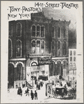 Photograph of ink rendering of exterior of Tony Pastor's 14th Street Theatre