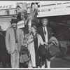 José Limón, Pauline Koner, and Lucas Hoving on runway during South American tour