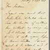 W. D. Adams to Miss Porter, autograph letter signed