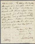 Fredercik William Campbell to Jane Porter, autograph letter signed