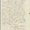 Thomas Hammersley to Jane Porter, autograph letter signed