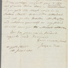 Joseph Fox to Miss Porter, autograph letter signed