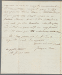 Joseph Fox to Miss Porter, autograph letter signed