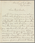 William Waldegrave, Lord Radstock to Jane Porter, autograph letter signed
