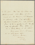 S. R. to Miss Porter, autograph letter signed
