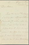 Frederick William Campbell to Jane Porter, autograph letter signed