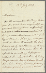 Frederick William Campbell to Jane Chambers, autograph letter signed (copy)