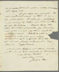 Joseph Fox to Miss Porter, autograph letter signed