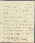 Joseph Fox to Miss Porter, autograph letter signed