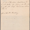Sir John Douglas to Mrs. Porter, autograph letter third person