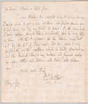 Peter L. Courtier to Jane Porter, autograph letter signed