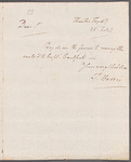 Thomas Harris to Robert Ker Porter, autograph note signed
