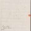 John Bannister to Miss Porter, autograph letter third person