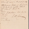 Sir Frederick Morton Eden to Miss Porter, autograph letter signed