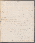 Christopher Chrishop to Miss Porter, autograph letter signed