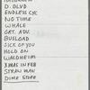 Handwritten set list for New York tour