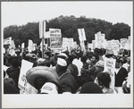 Marchers on the lawn with signs at the Poor People's March on Washington