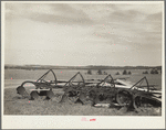 Gang plow of type that broke up forest land for farming. Pine Ridge project, Nebraska