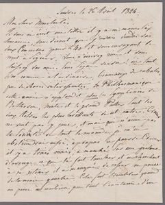 ALS, 1824, Apr. 26: from Fréd. Kalkbrenner, London, to Ignace Moscheles