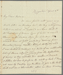 Charles James to Mrs. Porter, autograph letter signed