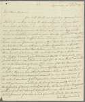 Charles James to Mrs. Porter, autograph letter signed