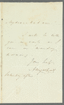 Alexander Urquhart to Miss Porter, autograph note signed