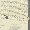 Sophie Birch to Jane Porter, autograph letter signed