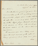 Sir Henry Willock to Miss Porter, autograph letter signed