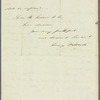 Sir Henry Willock to Miss Porter, autograph letter signed