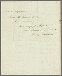 Sir Henry Willock to Miss Porter, autograph letter signed