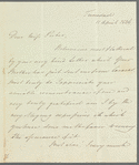 Ralph James Woodford to Miss Porter, autograph letter signed