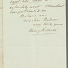 Henry Rolleston to Miss Porter, autograph letter signed