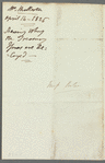 Henry Rolleston to Miss Porter, autograph letter signed