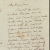 John Taylor to Jane Porter, autograph letter signed