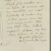 John Taylor to Jane Porter, autograph letter signed