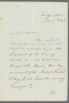 Henry Rolleston to Miss Porter, autograph letter signed