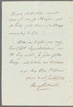 Henry Rolleston to Miss Porter, autograph letter signed