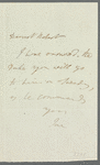 Jane Porter to Robert Ker Porter, autograph note signed