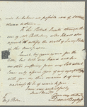 Sir Daniel Bayley to Miss Porter, autograph letter signed
