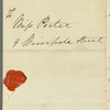 Saith Satoore to Jane Porter, autograph letter signed