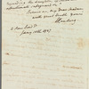 John Ranking to Jane Porter, autograph letter signed