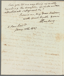 John Ranking to Jane Porter, autograph letter signed