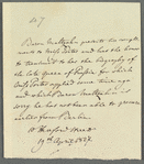 Baron Maltzahn to Miss Porter, autograph letter third person