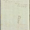Sir Daniel Bayley to Miss Porter, autograph letter signed