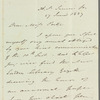 John Philippart to Jane Porter, autograph letter signed