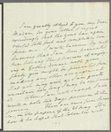 John Ranking to Jane Porter, autograph letter signed