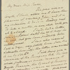 John Ranking to Jane Porter, autograph letter signed