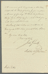 John Garratt to Jane Porter, autograph letter signed