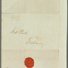John Garratt to Jane Porter, autograph letter signed